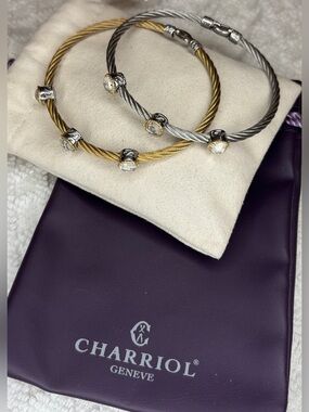 💕Charriol Two-Tone Cable Set with Crystal Accents - Gold & Silver